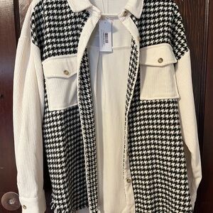 Baltic Born Black and White Houndstooth Utility Jacket